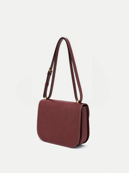 Dash Saddle Bag in Burgundy Leather - Veronica Beard Classic
