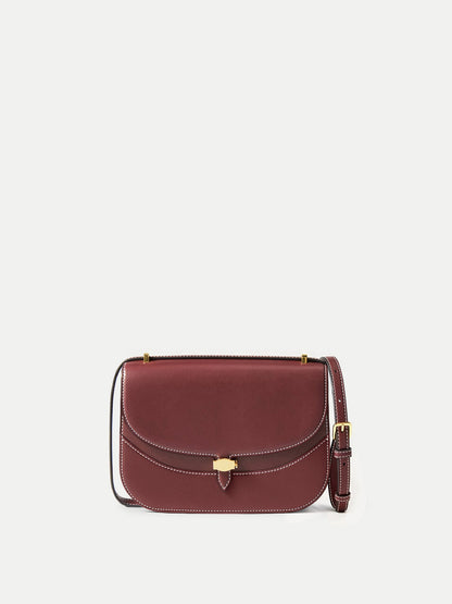 Dash Saddle Bag in Burgundy Leather - Veronica Beard Classic