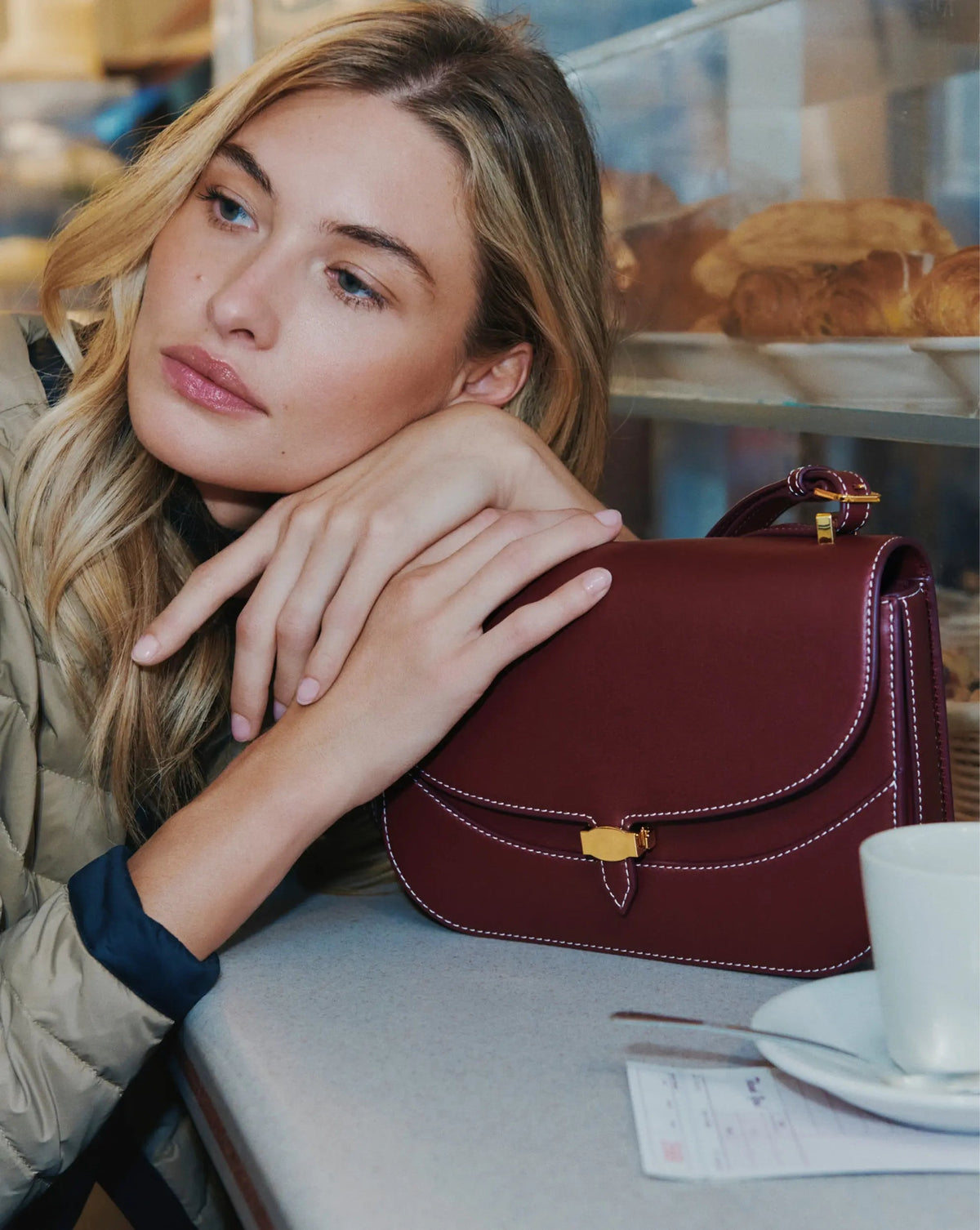 Dash Saddle Bag in Burgundy Leather - Veronica Beard Classic