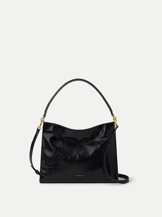 Vida Slouchy Shoulder Bag in Black Crinkle Leather Shoulder Bag - Veronica Beard Smart Buy
