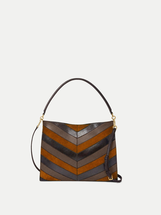 Chevron Vida Shoulder Bag in Brown Tobacco Multi - Veronica Beard Best Price