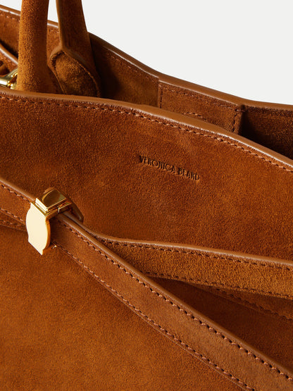 Veronica Beard Suede Dash Bag in Tobacco Brown - Veronica Beard New