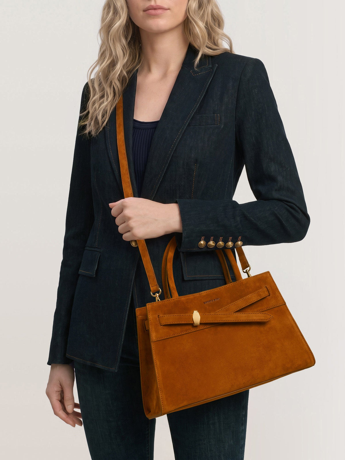 Veronica Beard Suede Dash Bag in Tobacco Brown - Veronica Beard New