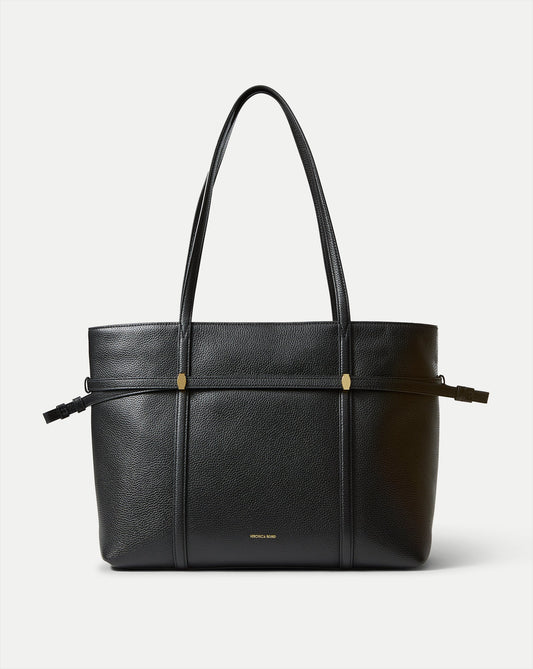 Lasso Belted Leather Tote Bag in Black - Veronica Beard Value