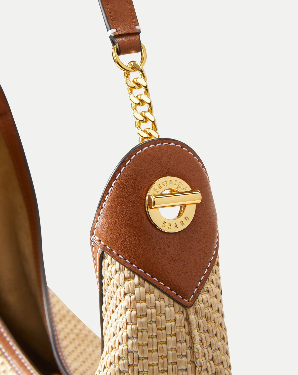 Jour Raffia Bag in Brown Leather Hazelwood/Natural - Veronica Beard Popular
