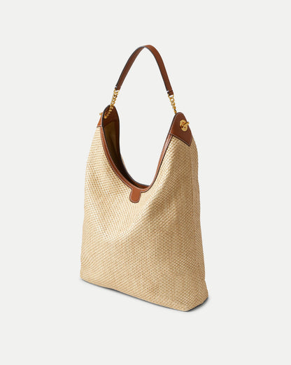 Jour Raffia Bag in Brown Leather Hazelwood/Natural - Veronica Beard Popular