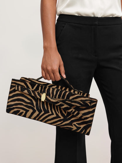 Calf Hair Veronica Beard Dash Clutch in Zebra - Veronica Beard New