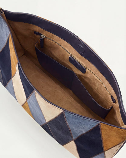 Vida Patchwork Shoulder Bag in Blue Multi - Veronica Beard Latest