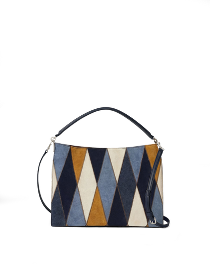 Vida Patchwork Shoulder Bag in Blue Multi - Veronica Beard Latest