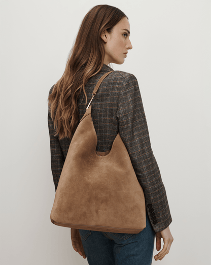 Jour Suede Shoulder Bag in Tan Bark - Veronica Beard Best Price