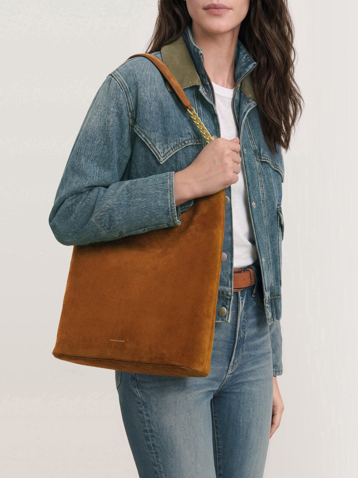 Jour Slouchy Shoulder Bag in Brown - Veronica Beard Best Seller