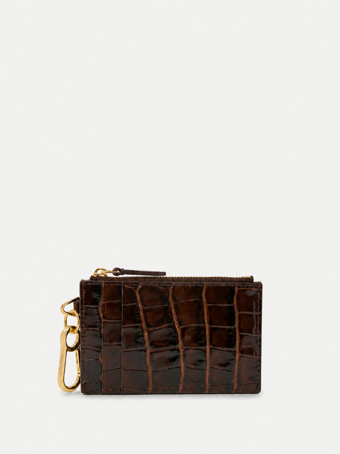Croc-Embossed Card Holder in Brown - Veronica Beard Best Price