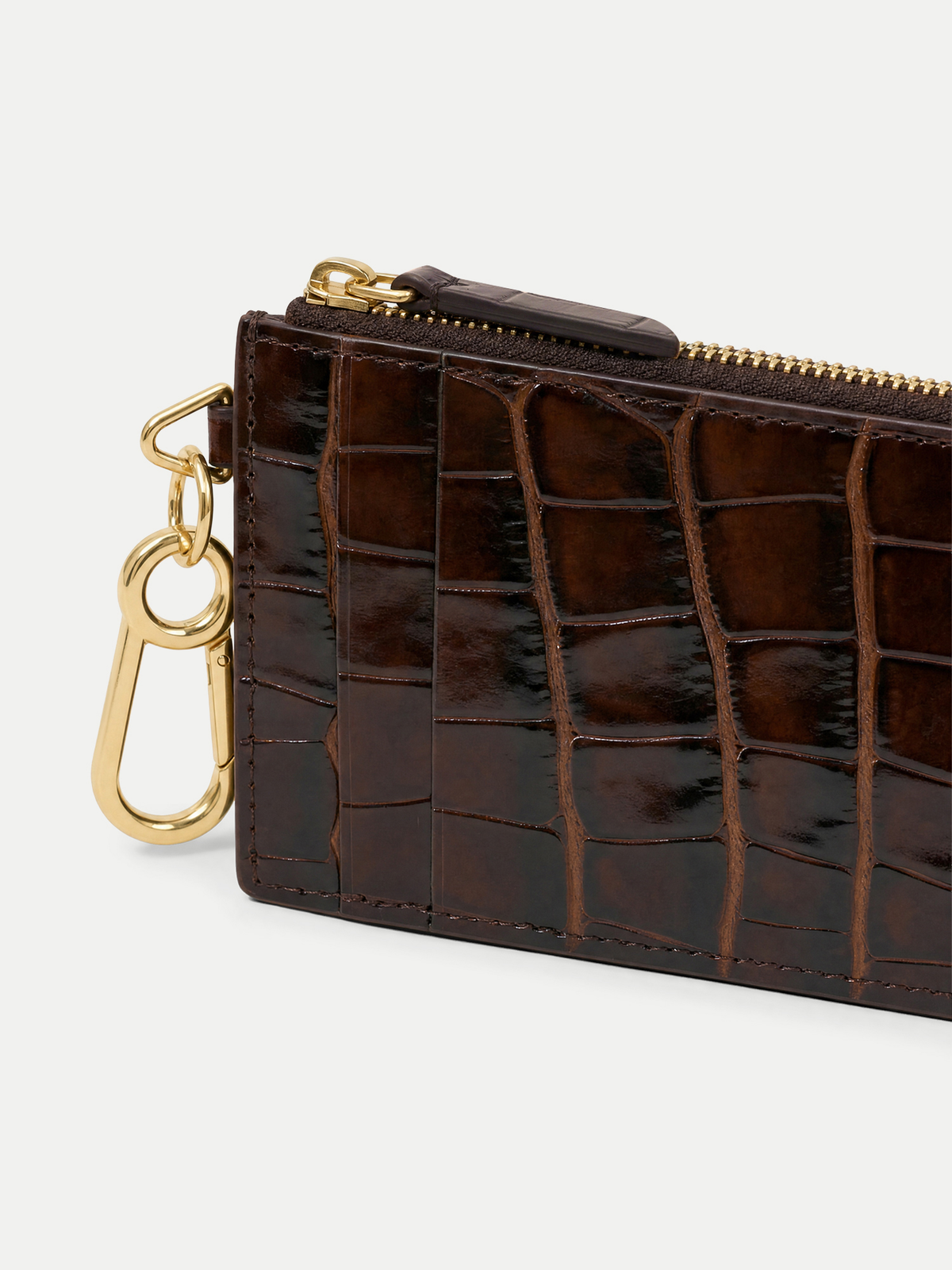 Croc-Embossed Card Holder in Brown - Veronica Beard Best Price