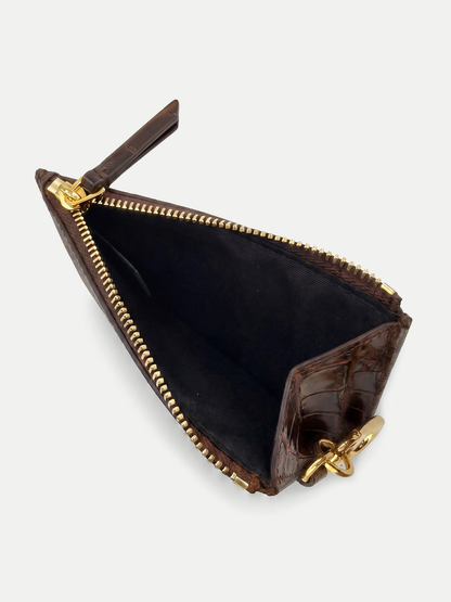 Croc-Embossed Card Holder in Brown - Veronica Beard Best Price