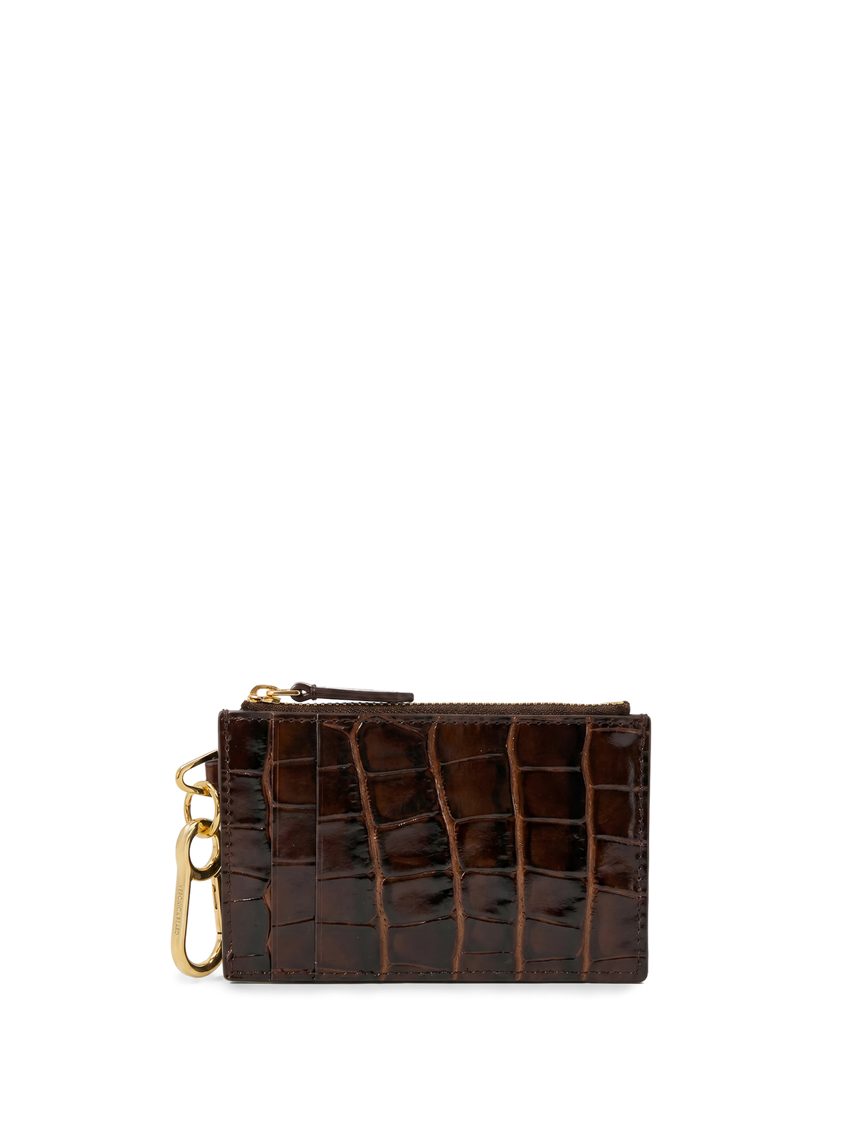 Croc-Embossed Card Holder in Brown - Veronica Beard Best Price