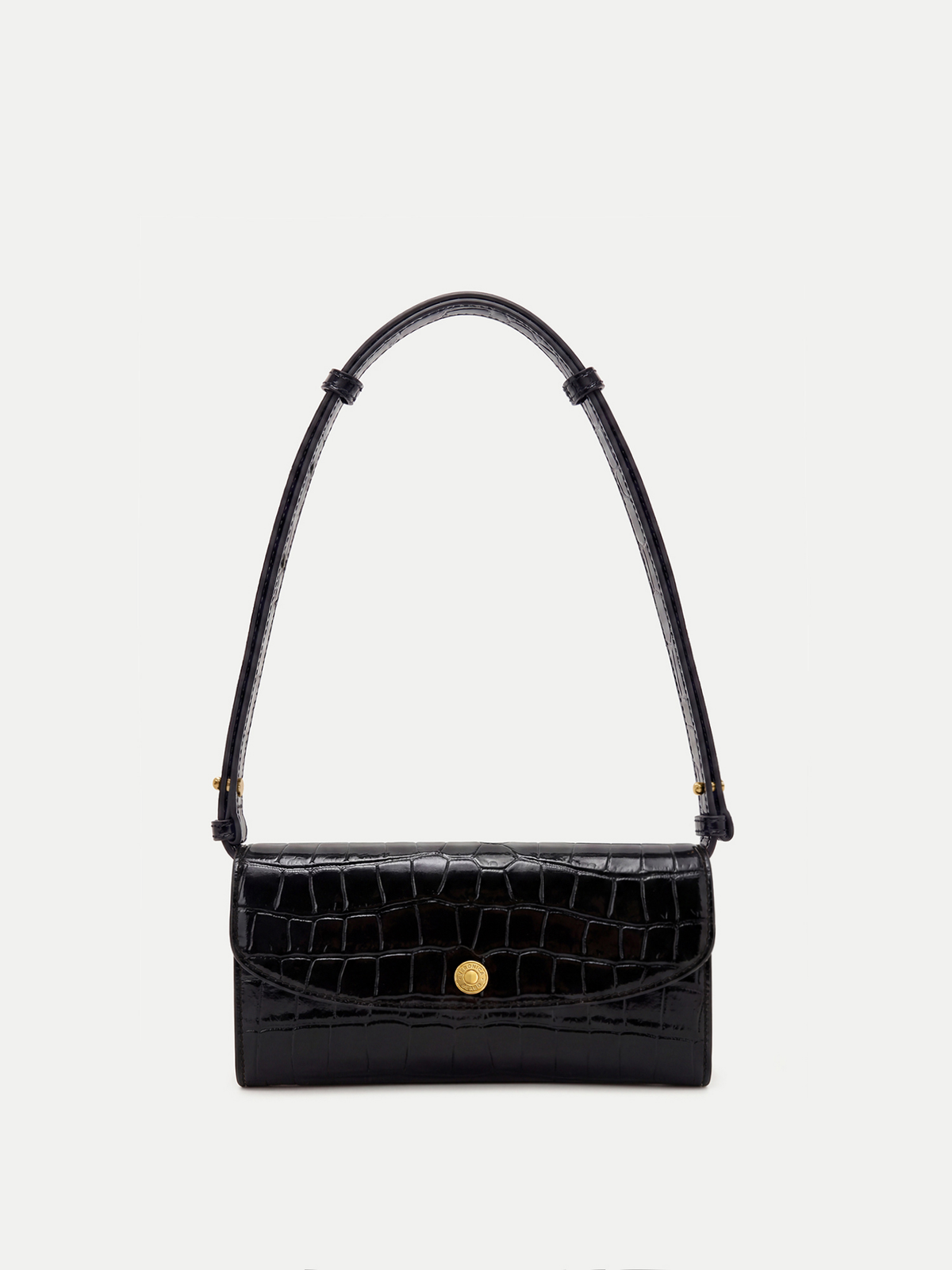 Croc-Embossed Crossbody Wallet in Black - Veronica Beard Best Seller