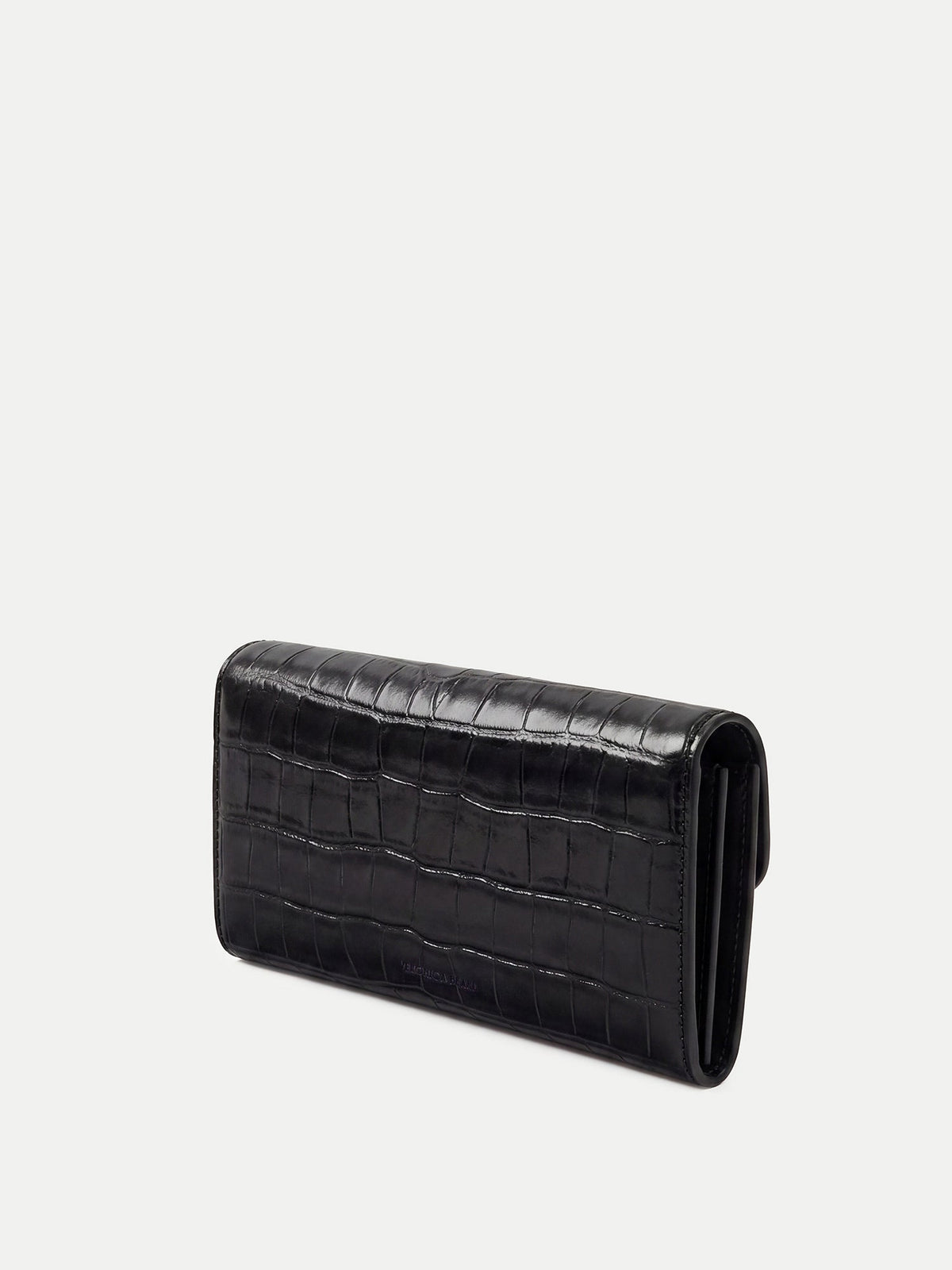 Croc-Embossed Crossbody Wallet in Black - Veronica Beard Best Seller