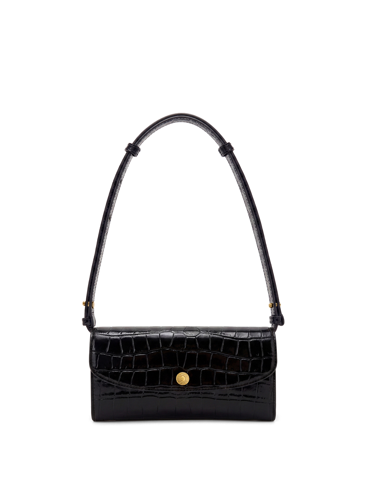 Croc-Embossed Crossbody Wallet in Black - Veronica Beard Best Seller