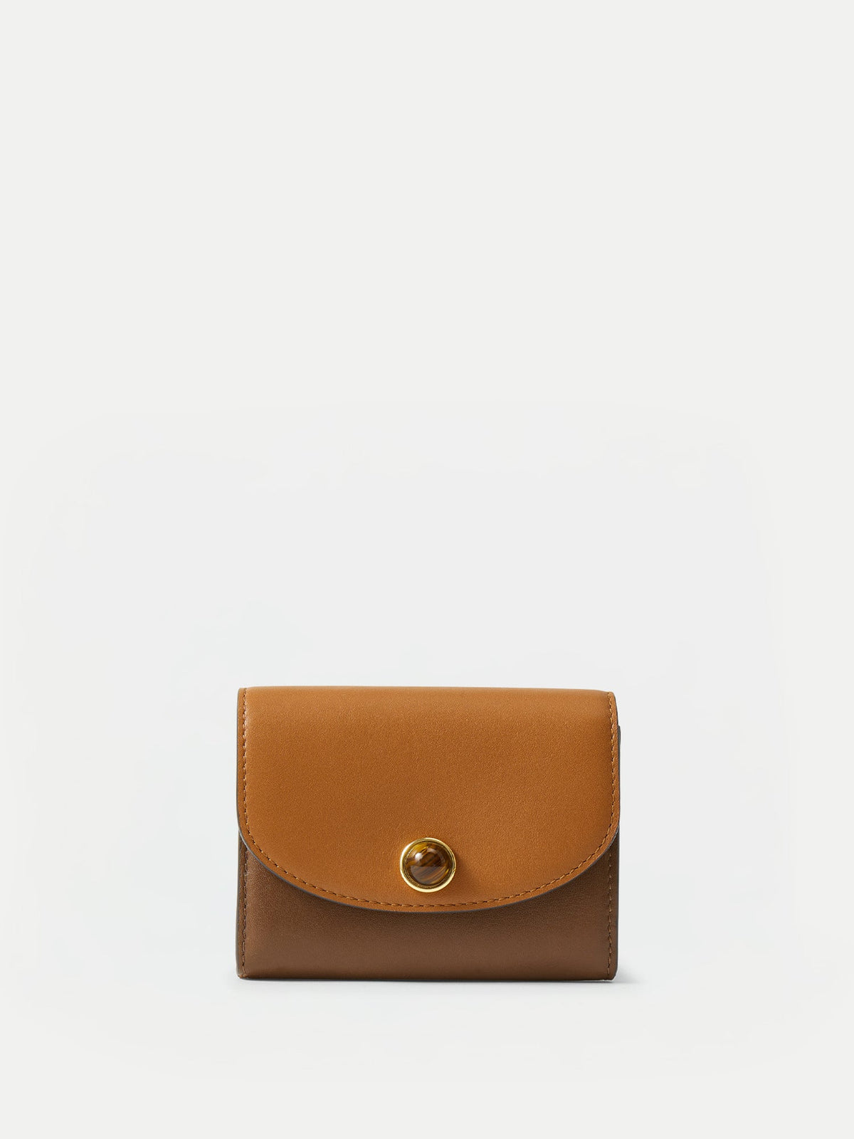 Color-Block Flap Card Holder in Tan & Brown Leather - Veronica Beard Featured