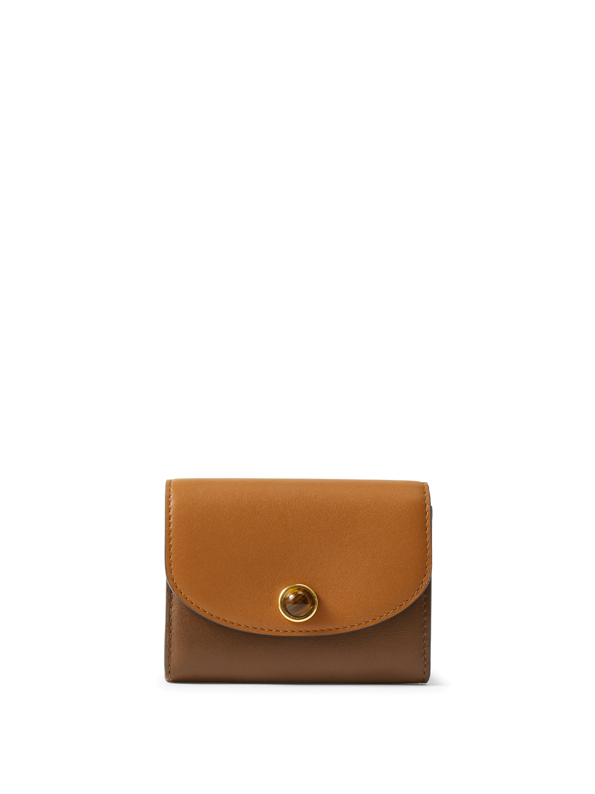 Color-Block Flap Card Holder in Tan & Brown Leather - Veronica Beard Featured