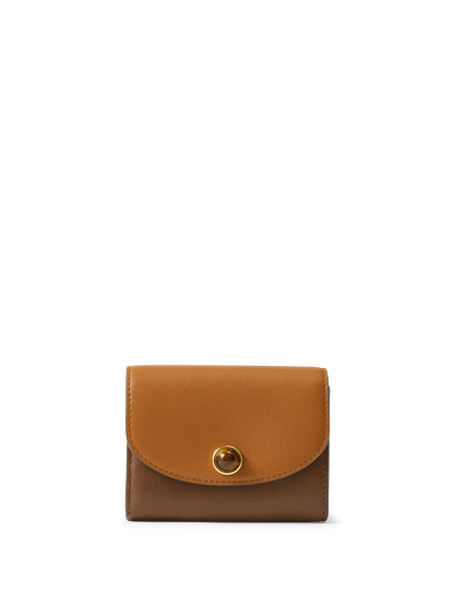 Color-Block Flap Card Holder in Tan & Brown Leather - Veronica Beard Featured