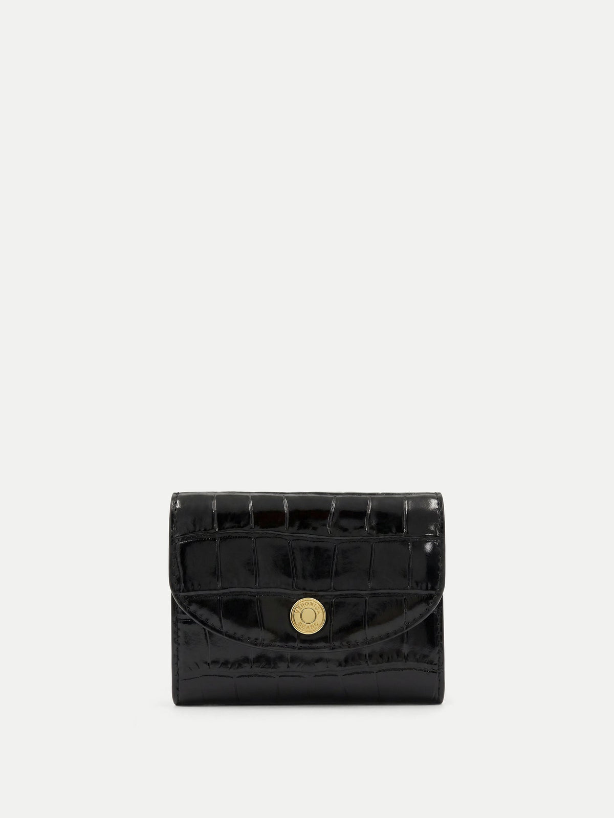 Croc-Embossed Flap Card Holder in Black - Veronica Beard Premium