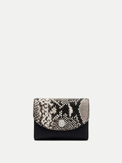 Snake-Embossed Flap Card Holder in Black & Grey - Veronica Beard Trusted