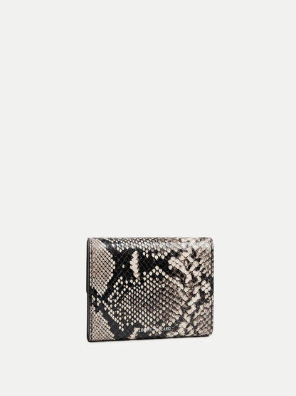 Snake-Embossed Flap Card Holder in Black & Grey - Veronica Beard Trusted