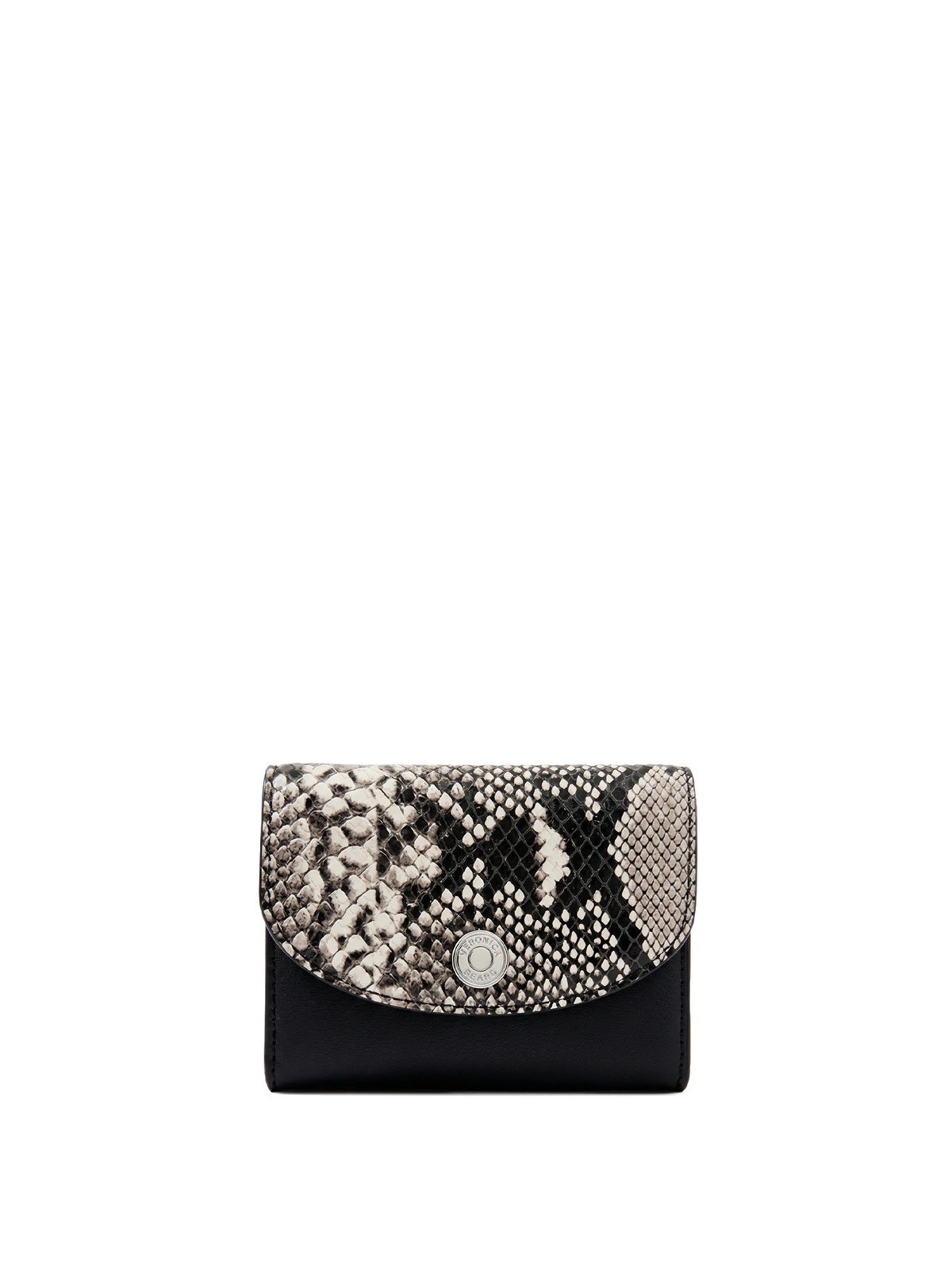 Snake-Embossed Flap Card Holder in Black & Grey - Veronica Beard Trusted