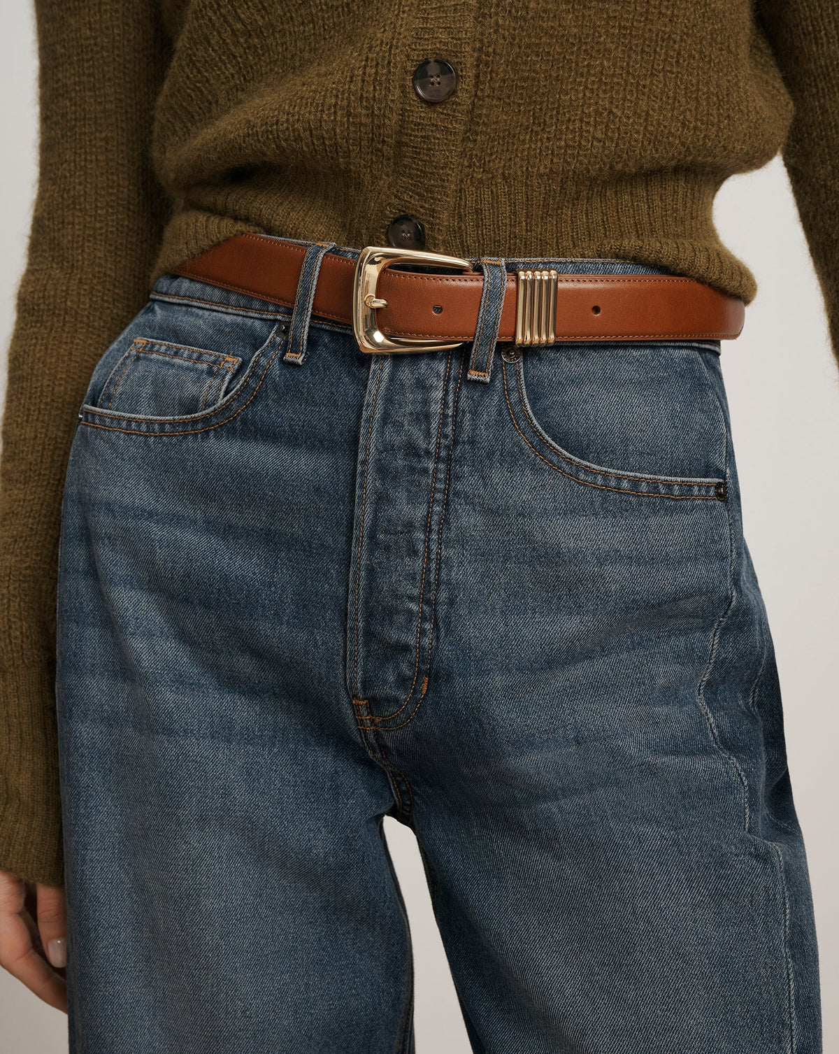 Arch Leather Belt in Tan - Veronica Beard Discount