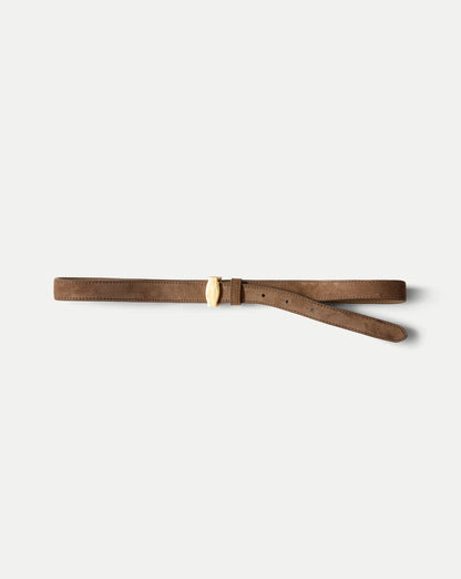 Dash Thin Suede Belt in Brown - Veronica Beard Value