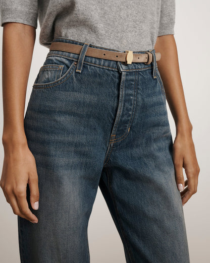 Dash Thin Suede Belt in Brown - Veronica Beard Value