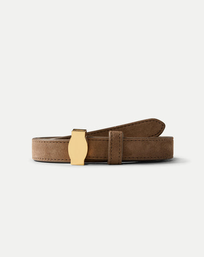Dash Thin Suede Belt in Brown - Veronica Beard Value