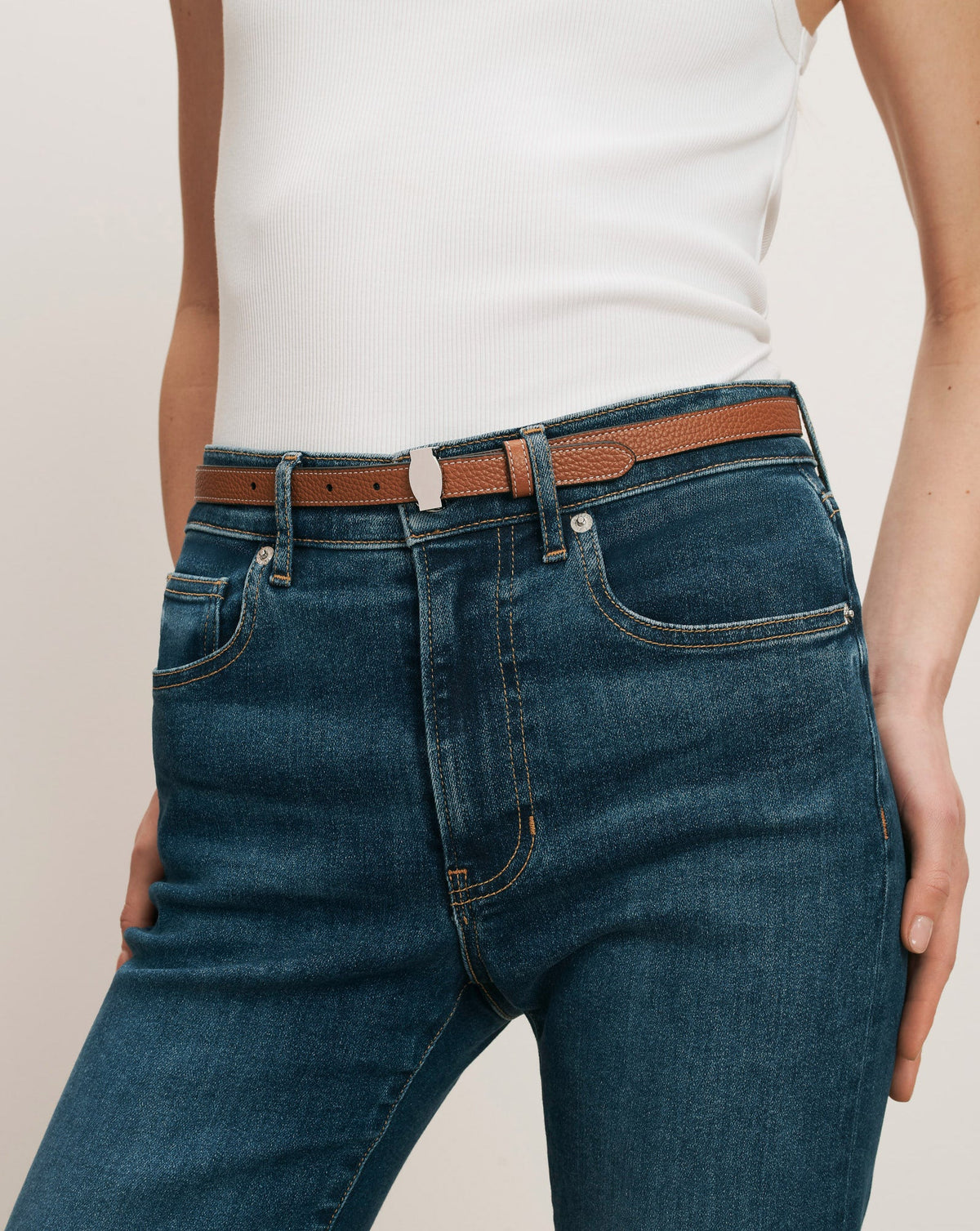 Dash Leather Belt in Hazelwood - Veronica Beard Best Seller