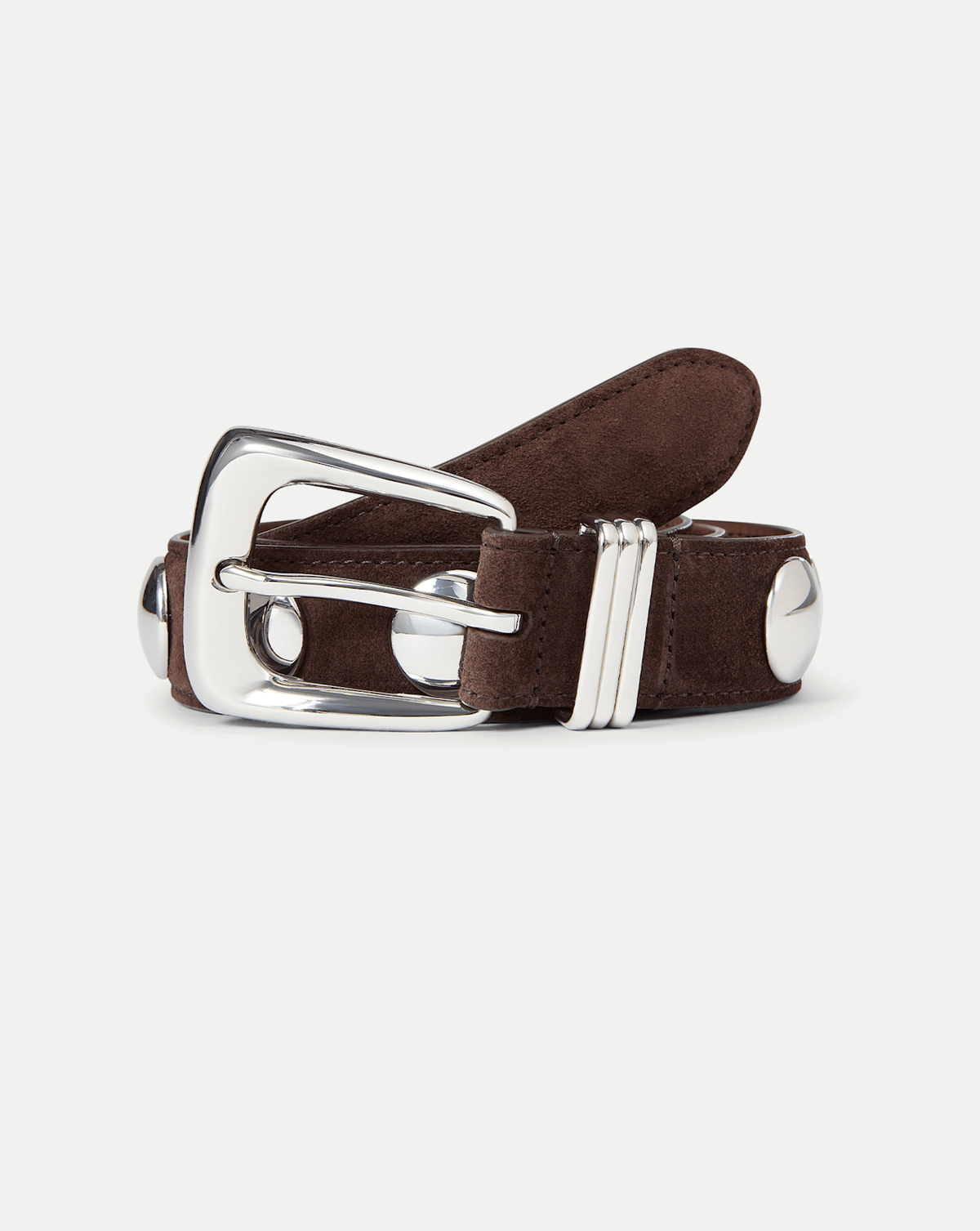 Arch Suede Grommet Studded Belt in Brown Espresso - Veronica Beard Exclusive