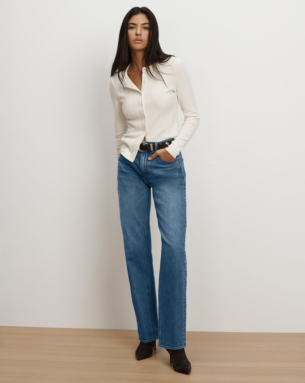 Arch Suede Grommet Studded Belt in Brown Espresso - Veronica Beard Exclusive