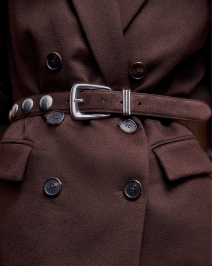 Arch Suede Grommet Studded Belt in Brown Espresso - Veronica Beard Exclusive