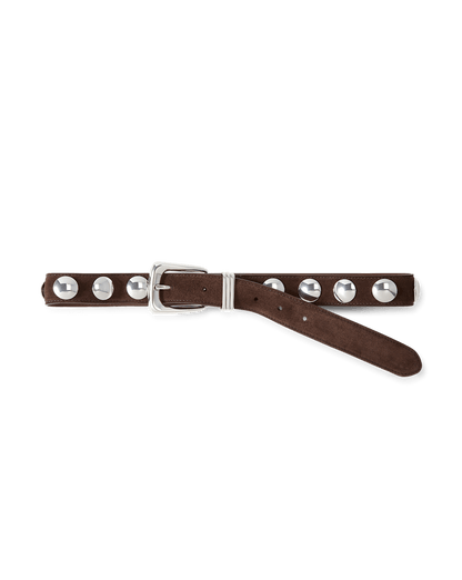 Arch Suede Grommet Studded Belt in Brown Espresso - Veronica Beard Exclusive