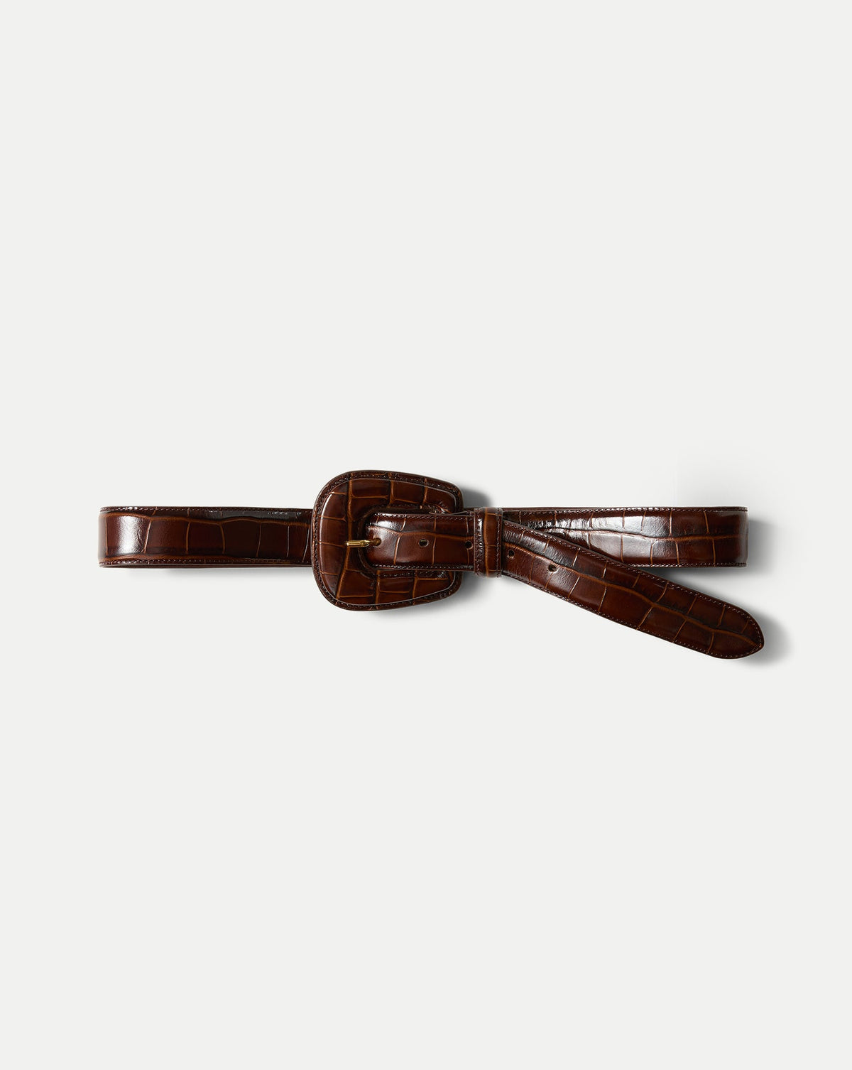 Elsy Leather-Buckle Belt in Brown - Veronica Beard Special Offer