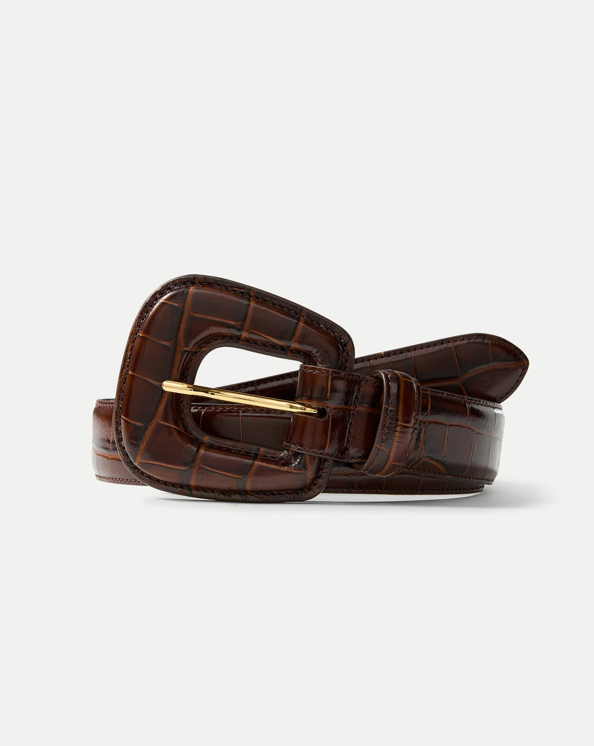 Elsy Leather-Buckle Belt in Brown - Veronica Beard Special Offer
