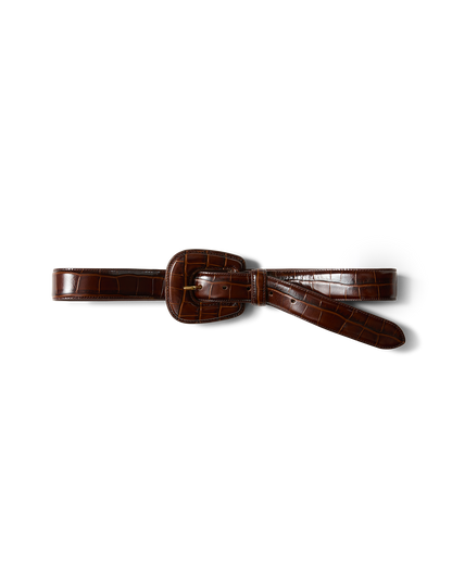Elsy Leather-Buckle Belt in Brown - Veronica Beard Special Offer