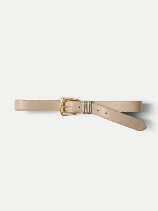 Arch Leather Belt in Oat Beige - Veronica Beard Signature