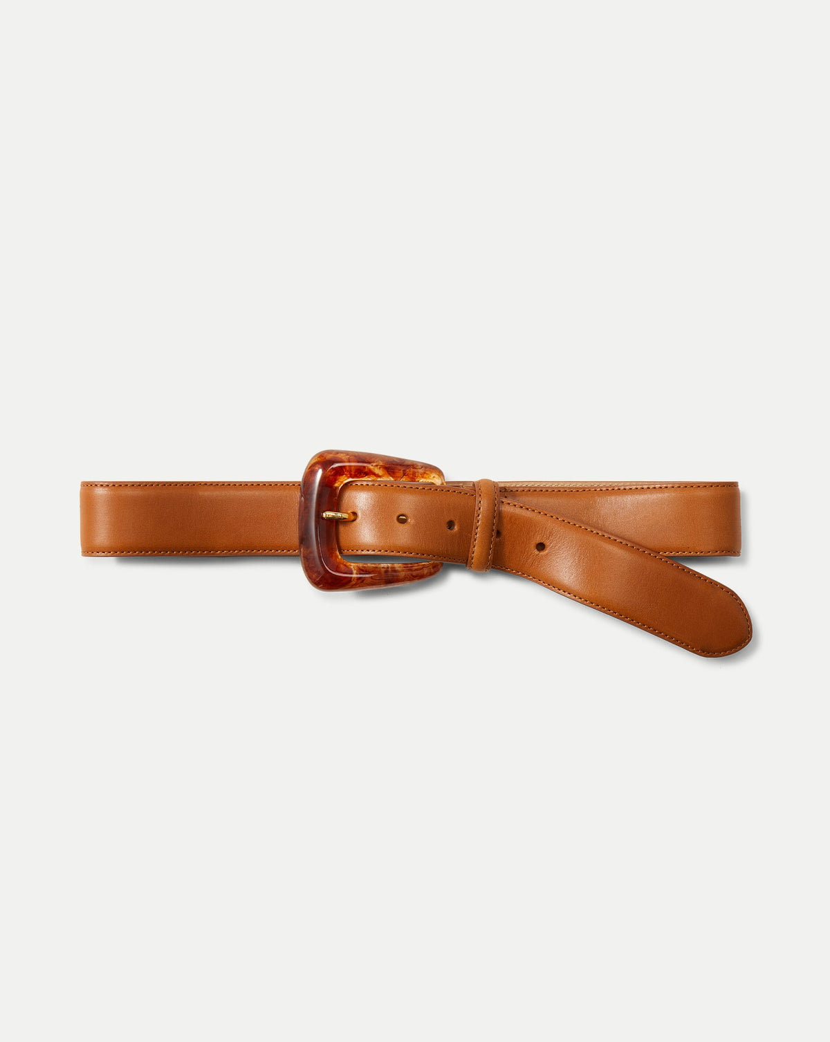 Arch Resin-Buckle Leather Belt in Hazelwood - Veronica Beard Special Offer