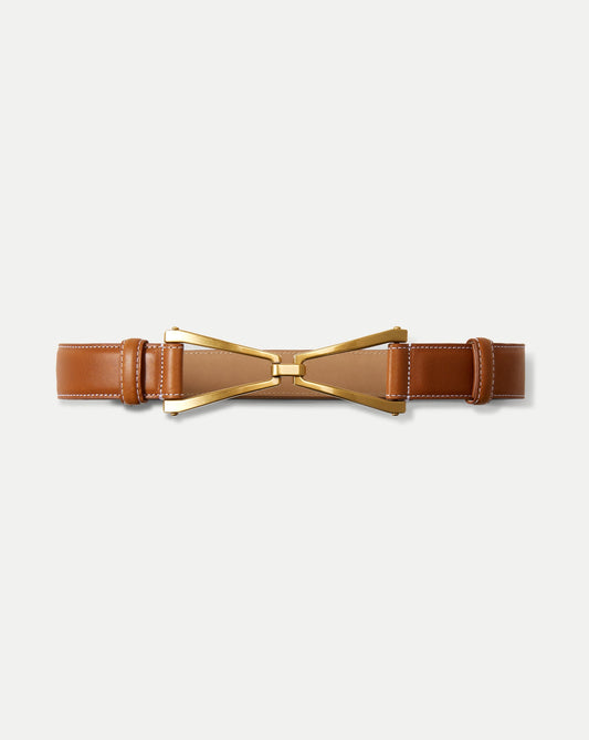 V Leather Belt in Hazelwood - Veronica Beard Hot Sale