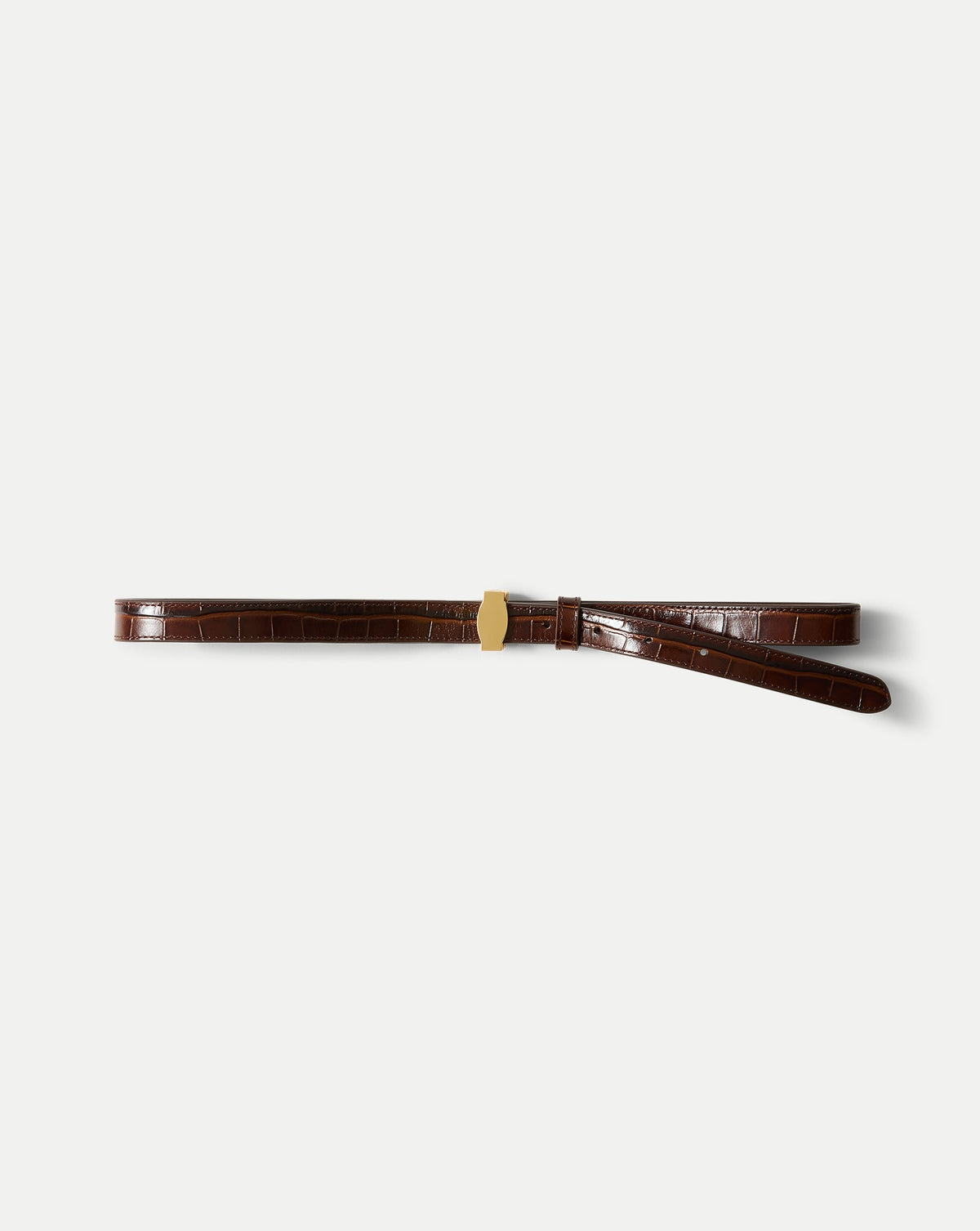Dash Croc-Embossed Belt in Chestnut Brown - Veronica Beard Deals
