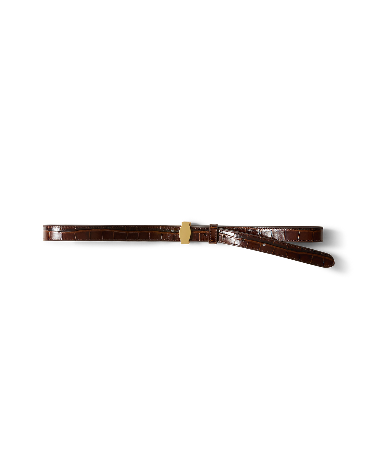 Dash Croc-Embossed Belt in Chestnut Brown - Veronica Beard Deals