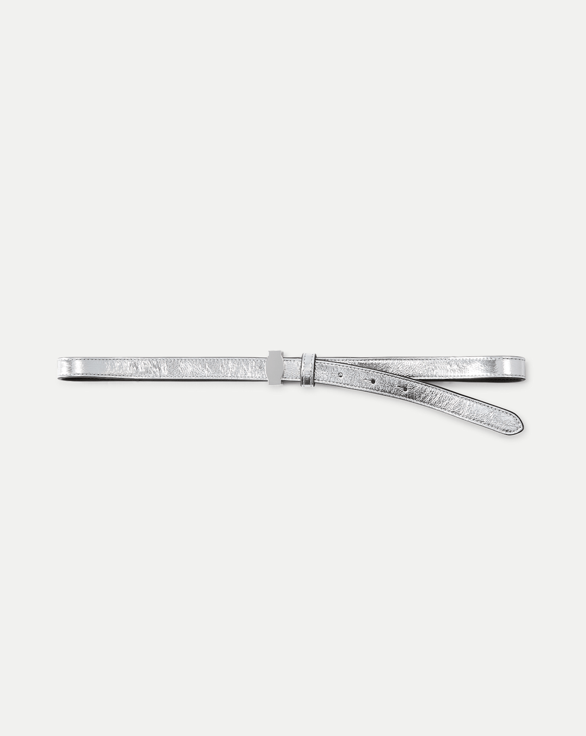 Dash Skinny Leather Belt in Silver - Veronica Beard Signature