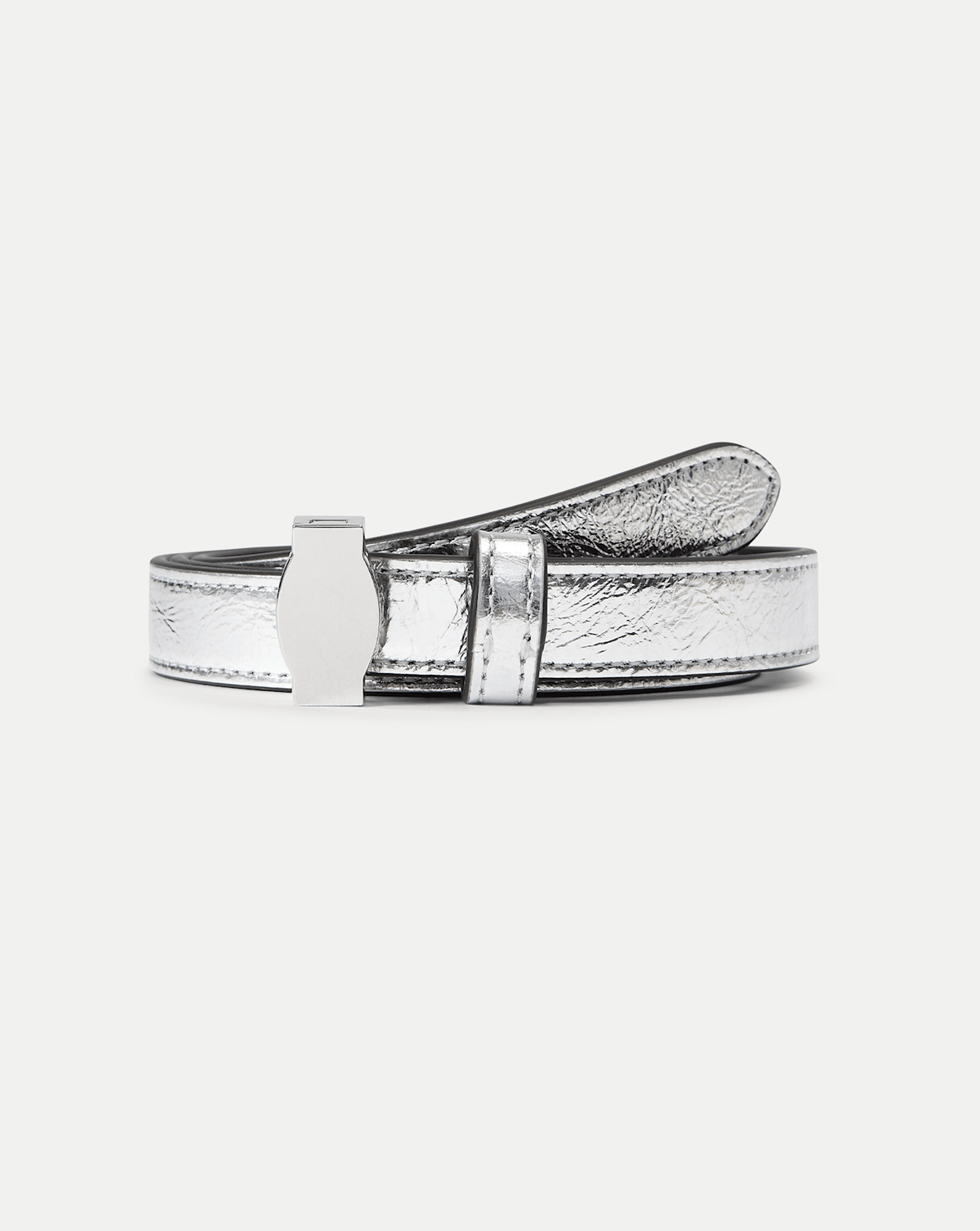Dash Skinny Leather Belt in Silver - Veronica Beard Signature