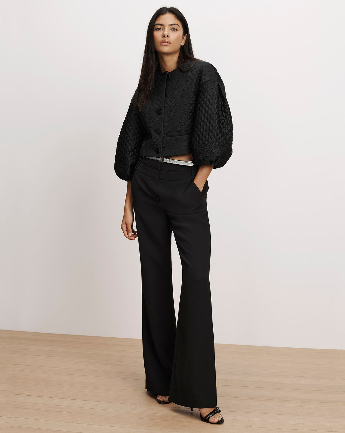 Dash Skinny Leather Belt in Silver - Veronica Beard Signature