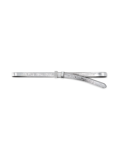 Dash Skinny Leather Belt in Silver - Veronica Beard Signature